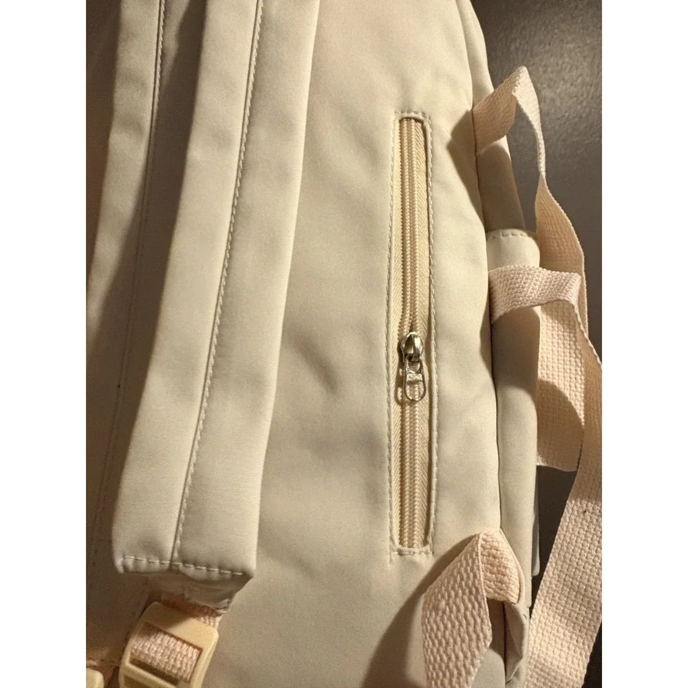Back to School Backpack! Ivory Color with Stitch on Front Cover Flap with Pocket